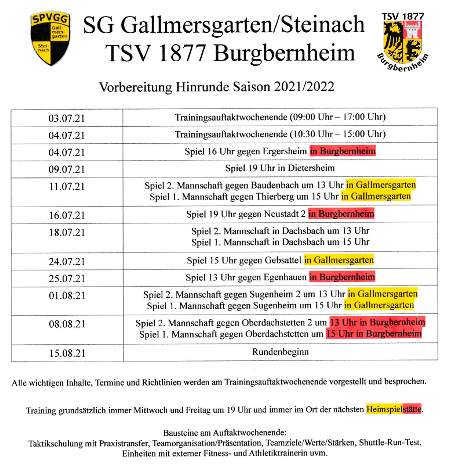 Vorbereitungsplan 2021